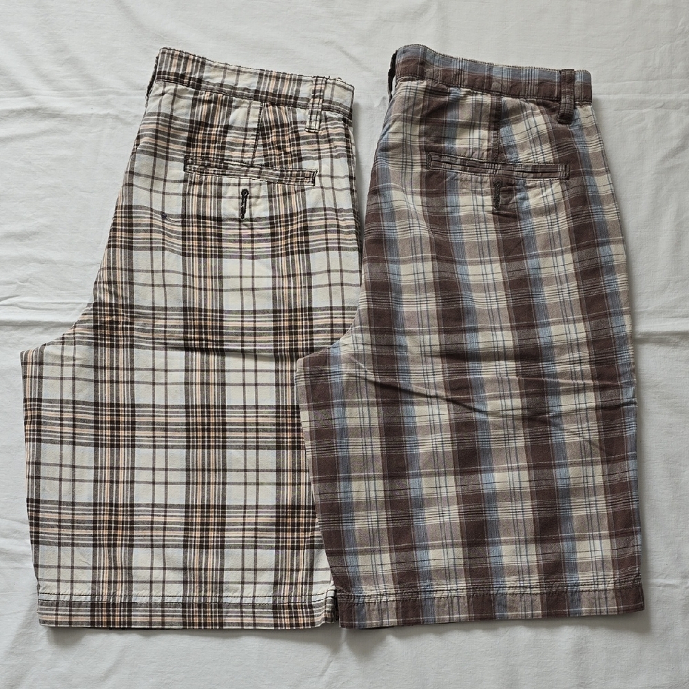 Sonoma Men's Plaid Chinos - Brown and Cream